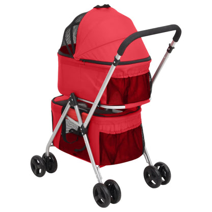 2-Layers Folding Dog Stroller Red 83x48x97 cm Oxford Fabric