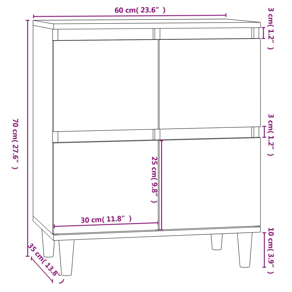 Sideboard White 60x35x70 cm Engineered Wood