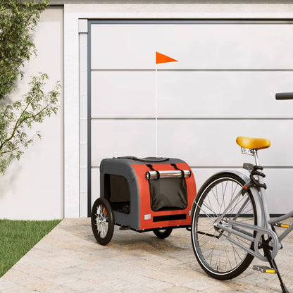 Pet Bike Trailer Orange and Grey Oxford Fabric and Iron