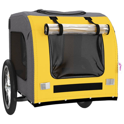 Pet Bike Trailer Yellow and Grey Oxford Fabric and Iron