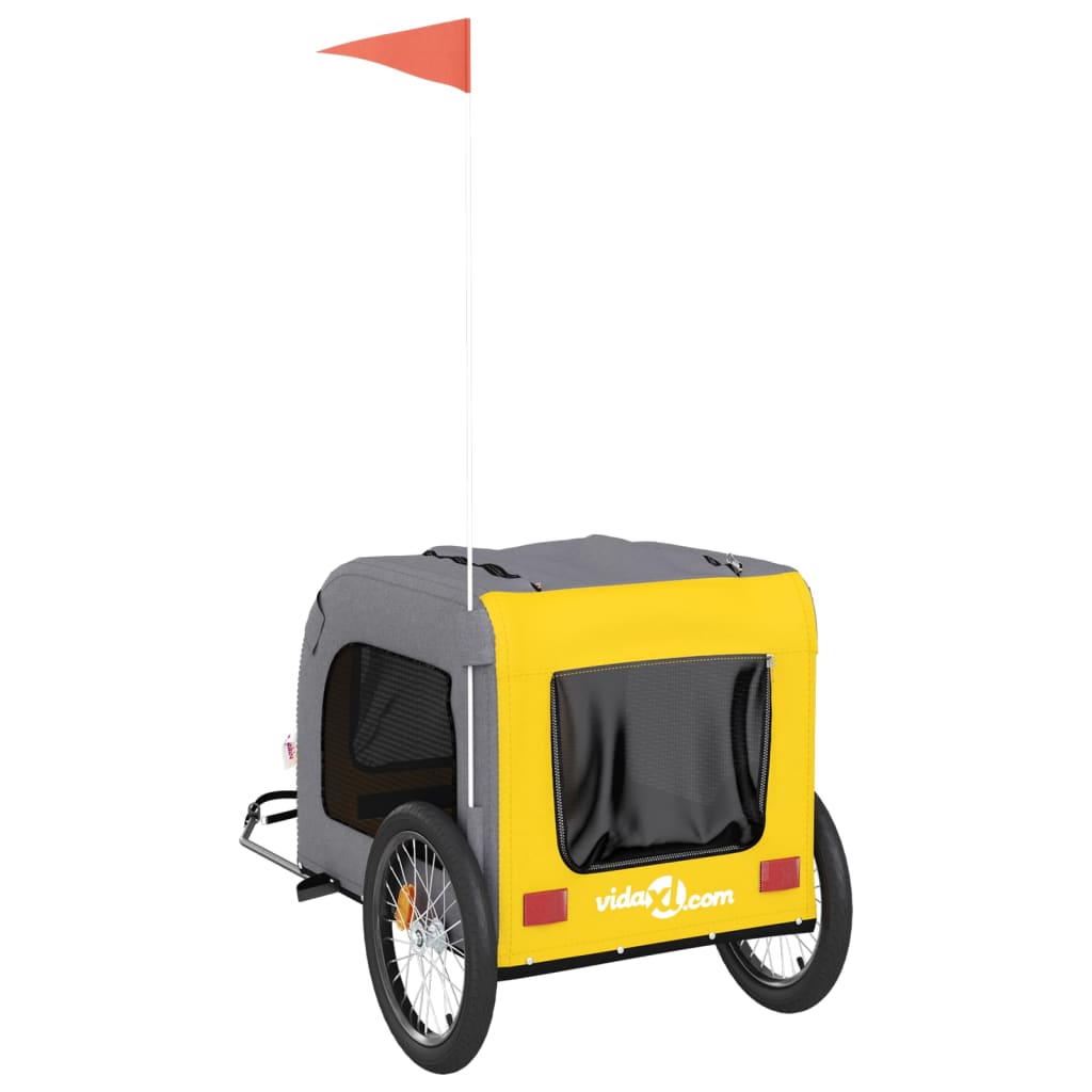 Pet Bike Trailer Yellow and Grey Oxford Fabric&Iron