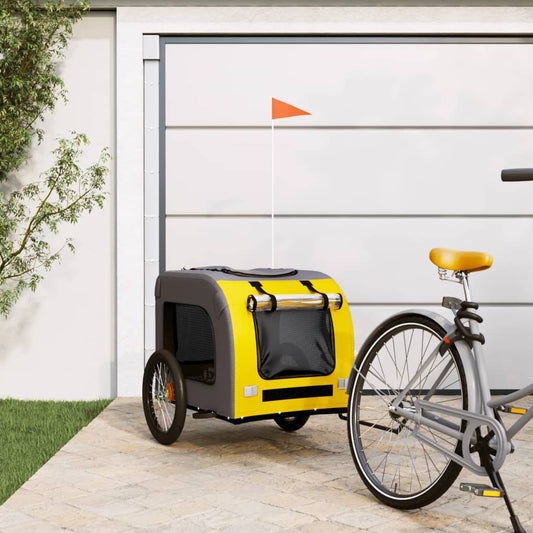 Pet Bike Trailer Yellow and Grey Oxford Fabric&Iron