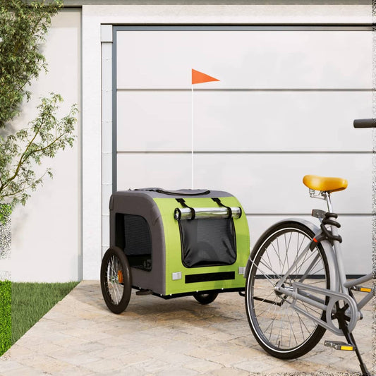 Pet Bike Trailer Green and Grey Oxford Fabric&Iron