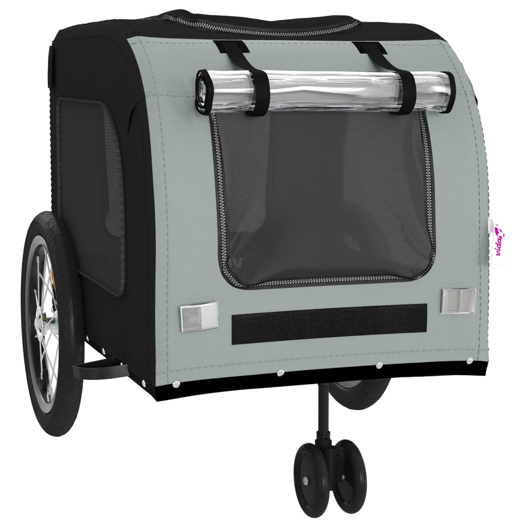 Pet Bike Trailer Black and Grey Oxford Fabric and Iron