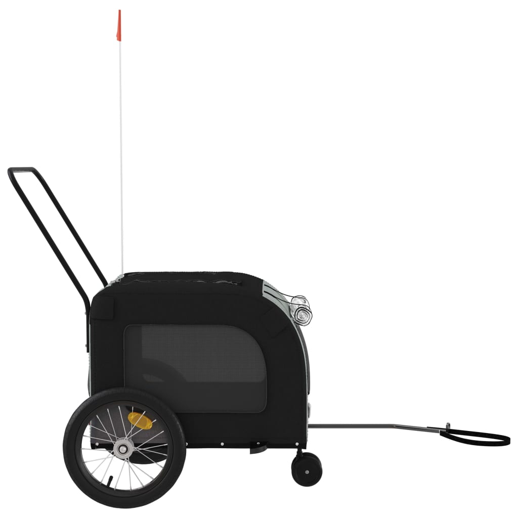 Pet Bike Trailer Black and Grey Oxford Fabric and Iron