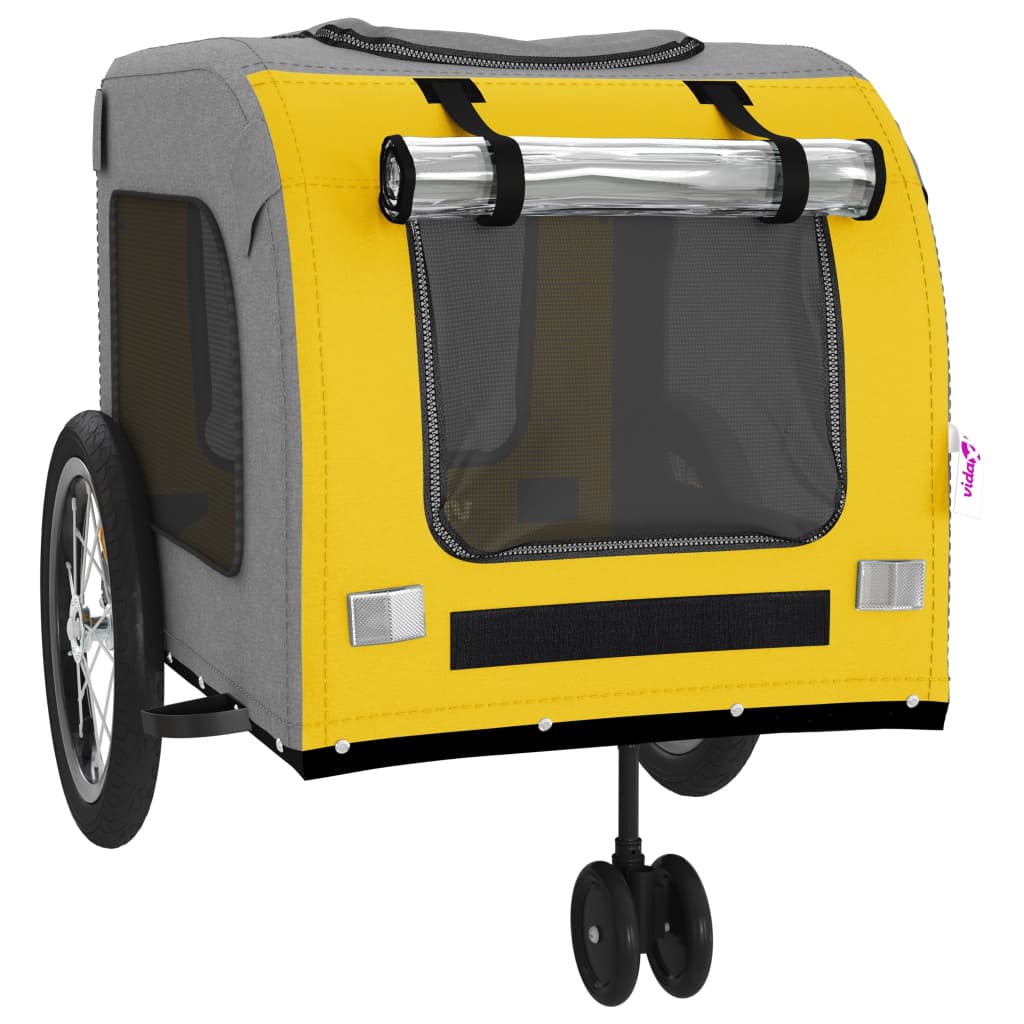 Pet Bike Trailer Yellow and Grey Oxford Fabric and Iron