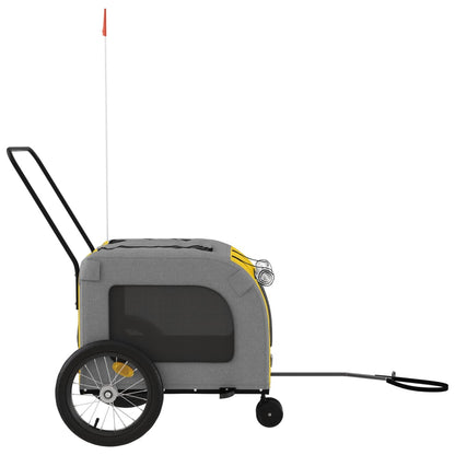 Pet Bike Trailer Yellow and Grey Oxford Fabric and Iron