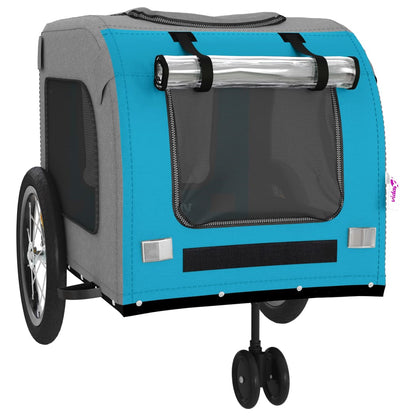 Pet Bike Trailer Blue and Grey Oxford Fabric and Iron