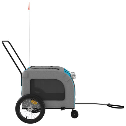 Pet Bike Trailer Blue and Grey Oxford Fabric and Iron