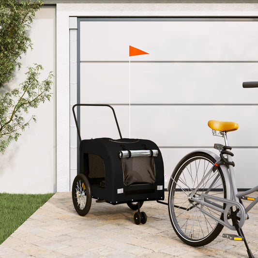 Pet Bike Trailer Black Oxford Fabric and Iron