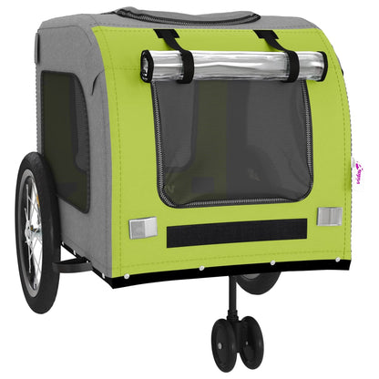 Pet Bike Trailer Green and Grey Oxford Fabric and Iron