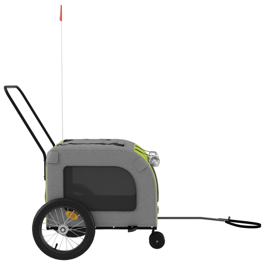 Pet Bike Trailer Green and Grey Oxford Fabric and Iron