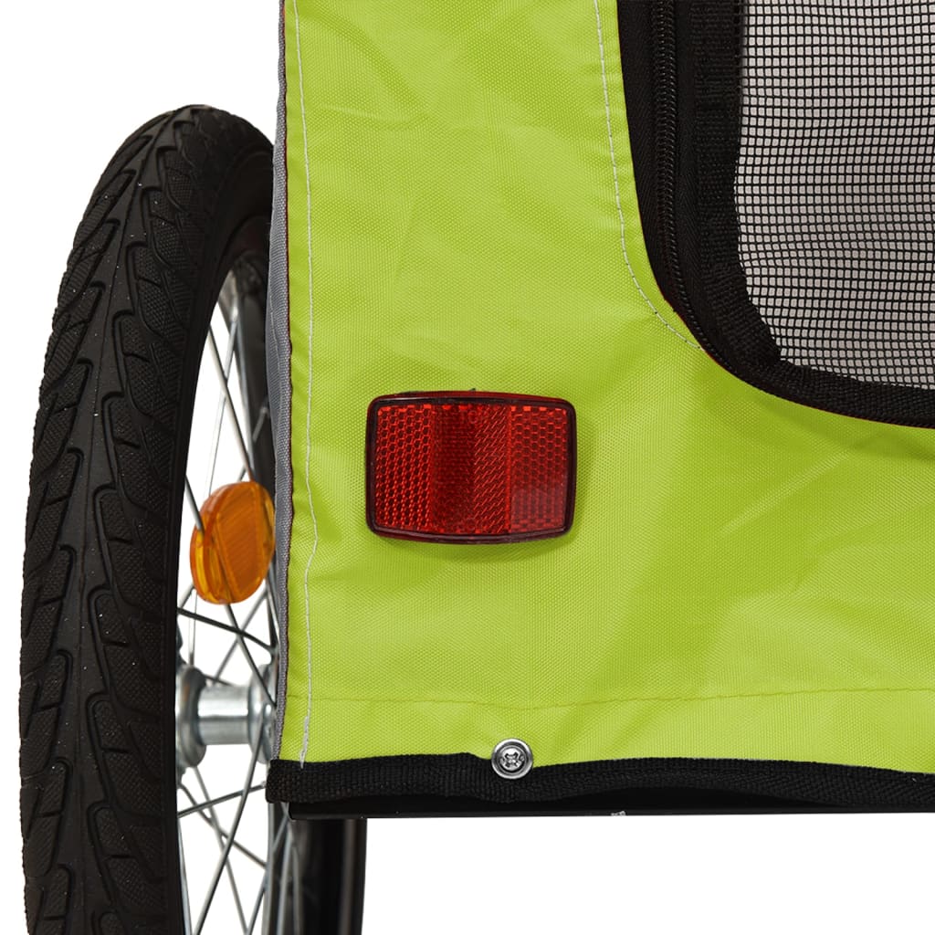 Pet Bike Trailer Green and Grey Oxford Fabric and Iron