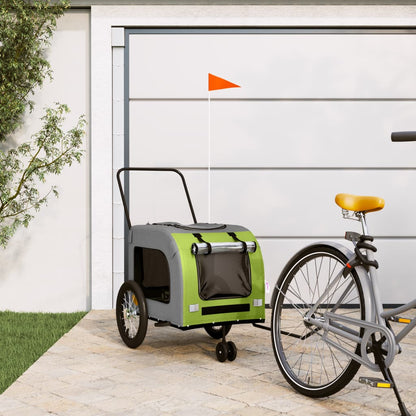 Pet Bike Trailer Green and Grey Oxford Fabric and Iron