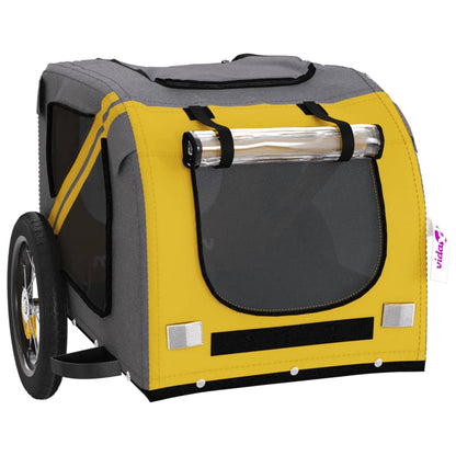 Pet Bike Trailer Yellow and Grey Oxford Fabric and Iron