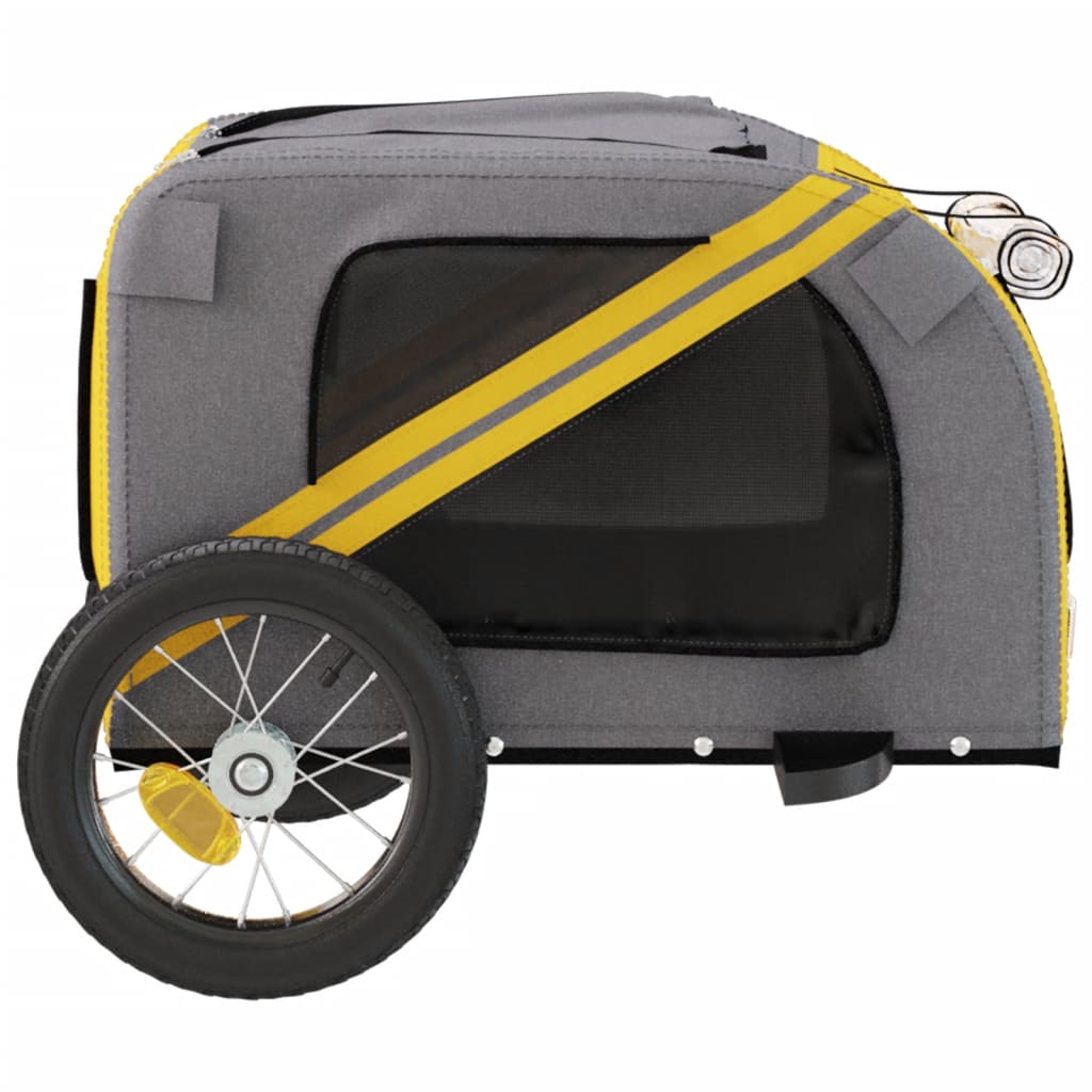 Pet Bike Trailer Yellow and Grey Oxford Fabric and Iron