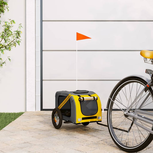 Pet Bike Trailer Yellow and Grey Oxford Fabric and Iron