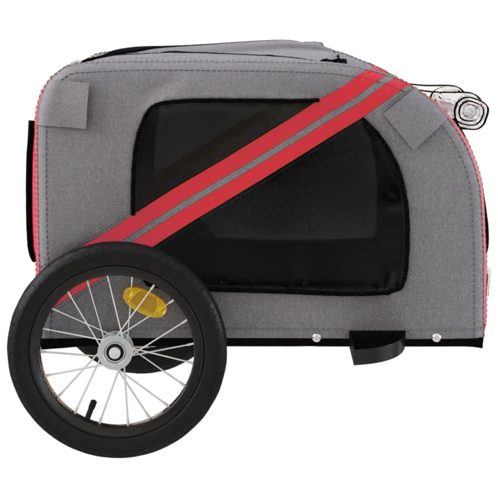 Pet Bike Trailer Red and Grey Oxford Fabric and Iron