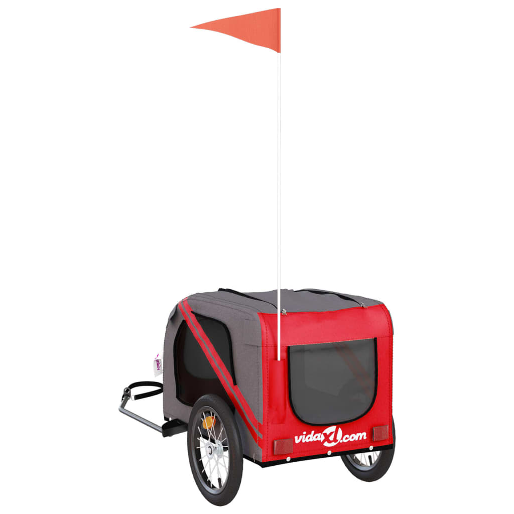 Pet Bike Trailer Red and Grey Oxford Fabric and Iron