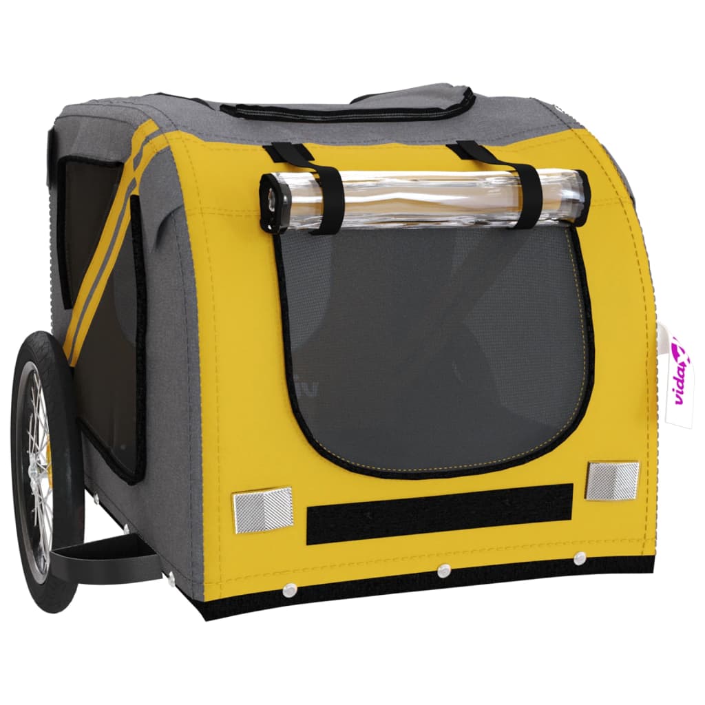 Pet Bike Trailer Yellow and Grey Oxford Fabric and Iron