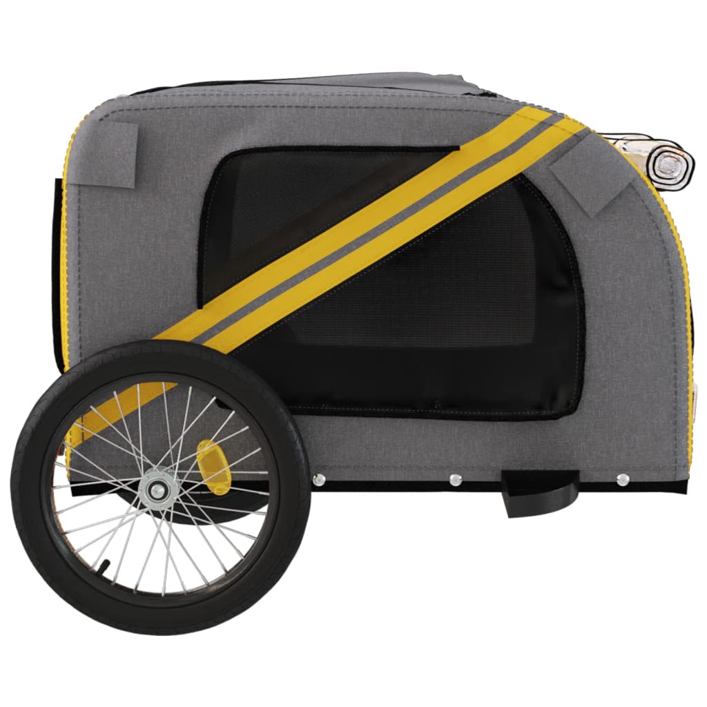 Pet Bike Trailer Yellow and Grey Oxford Fabric and Iron