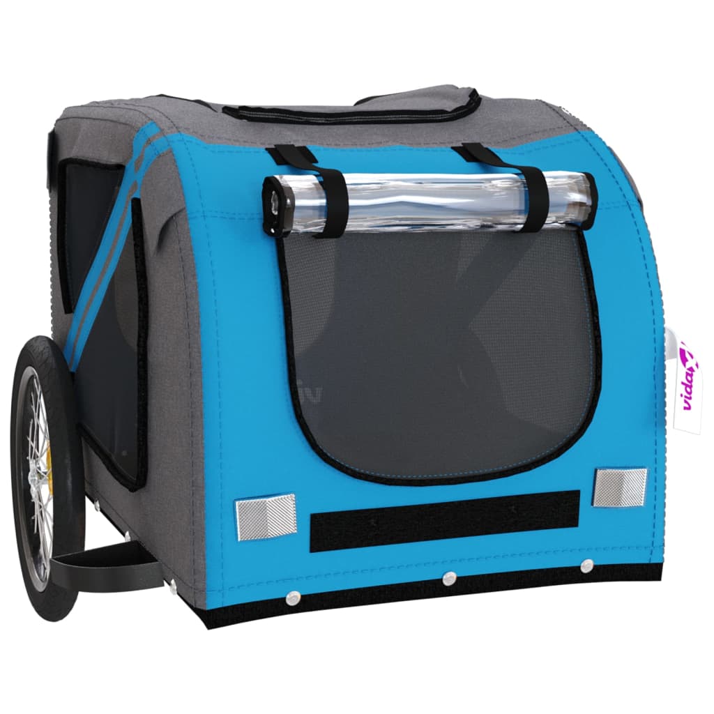 Pet Bike Trailer Blue and Grey Oxford Fabric and Iron