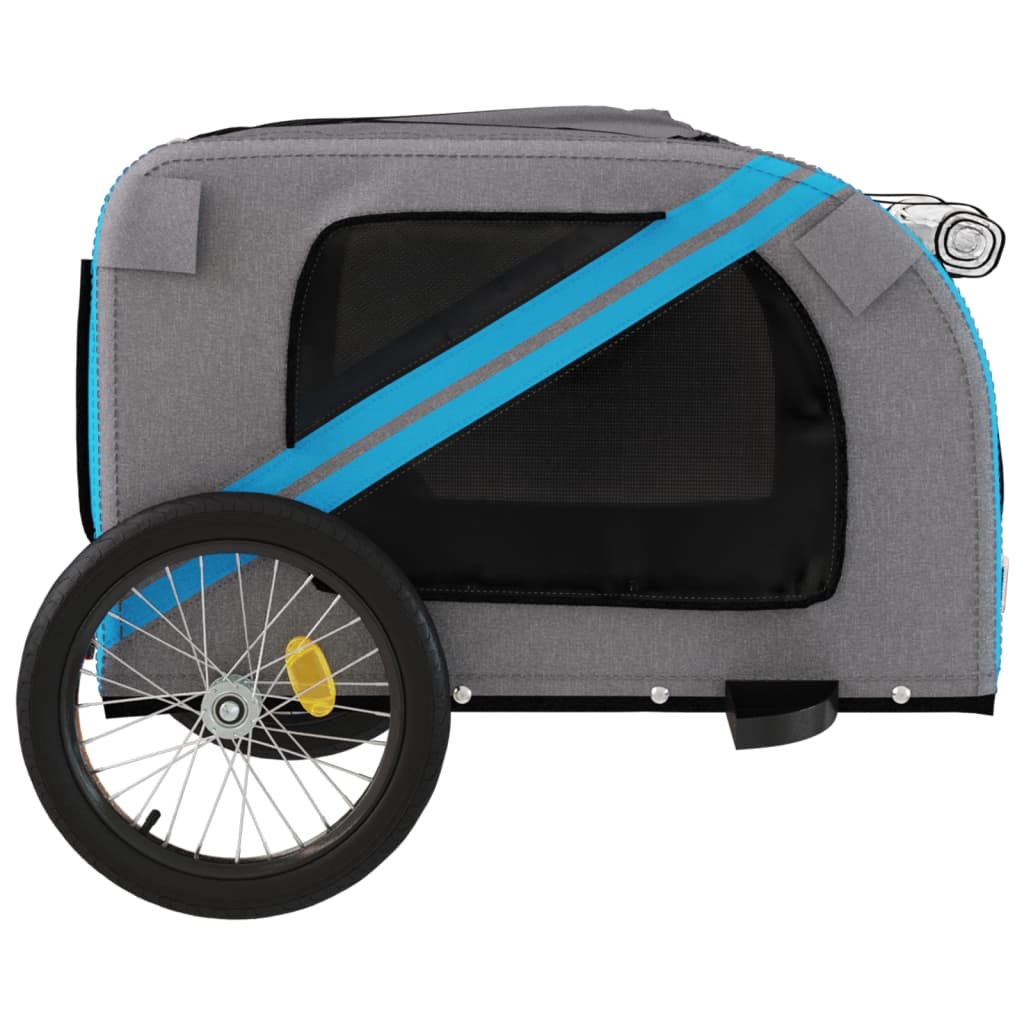 Pet Bike Trailer Blue and Grey Oxford Fabric and Iron