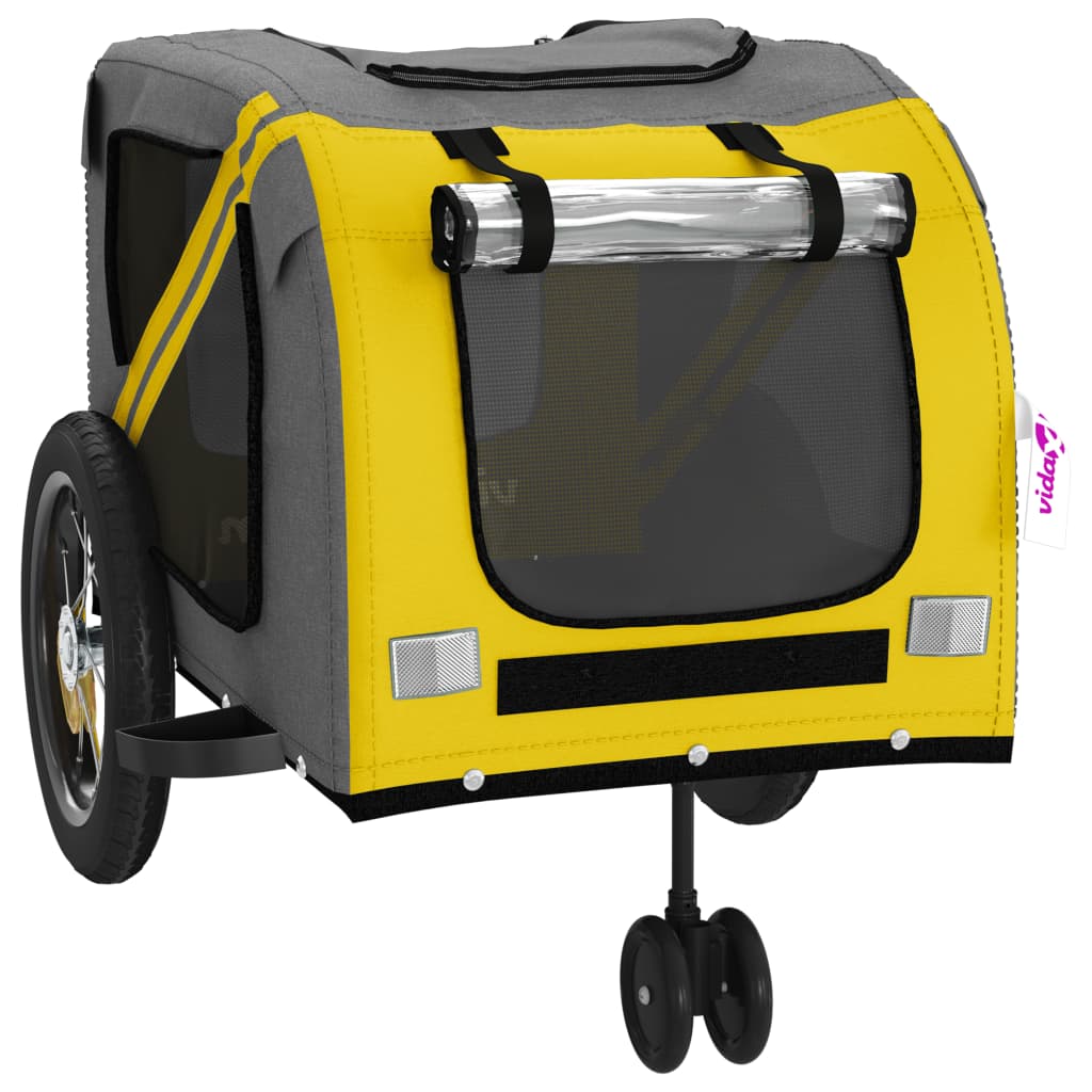 Pet Bike Trailer Yellow and Black Oxford Fabric and Iron