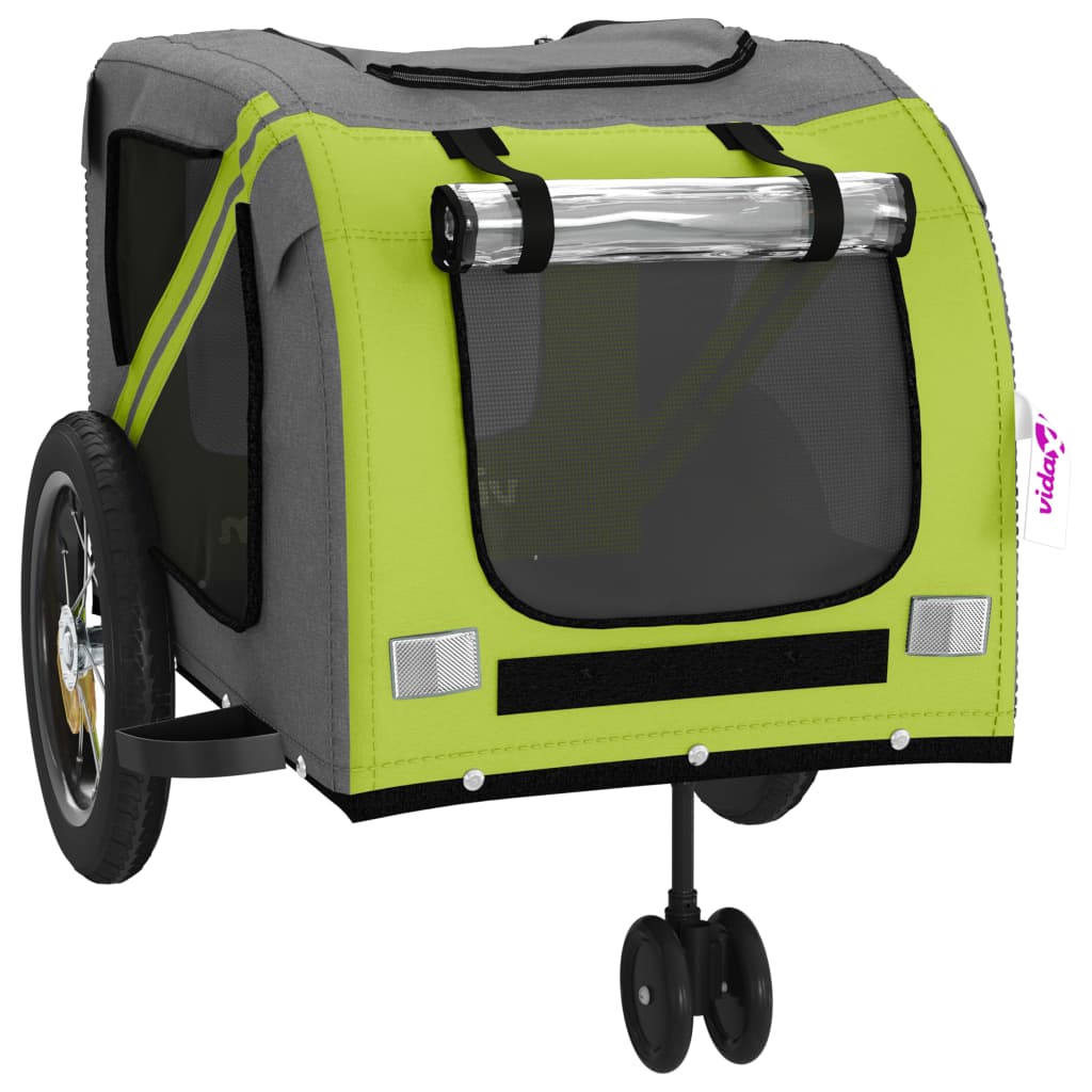 Pet Bike Trailer Green and Black Oxford Fabric and Iron