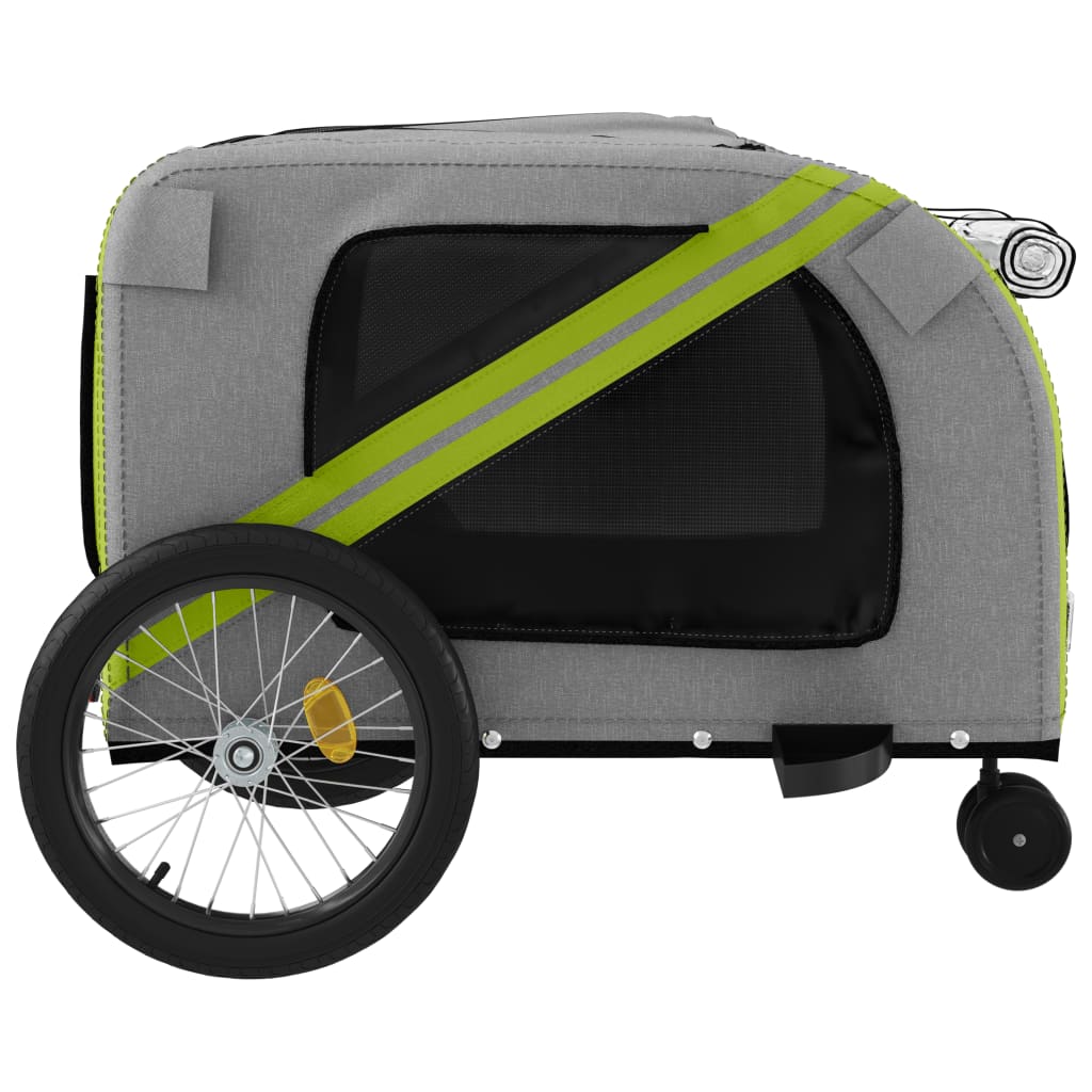 Pet Bike Trailer Green and Grey Oxford Fabric and Iron