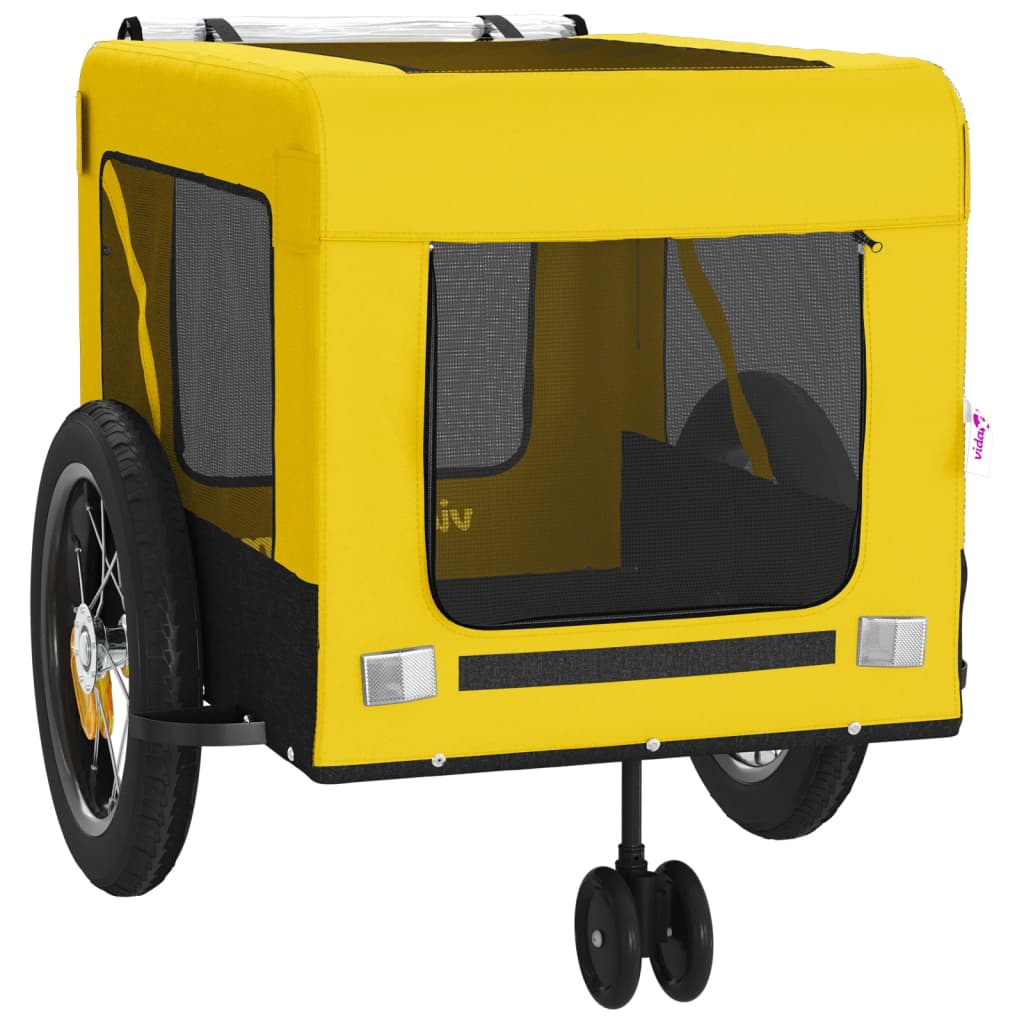 Pet Bike Trailer Yellow and Black Oxford Fabric and Iron