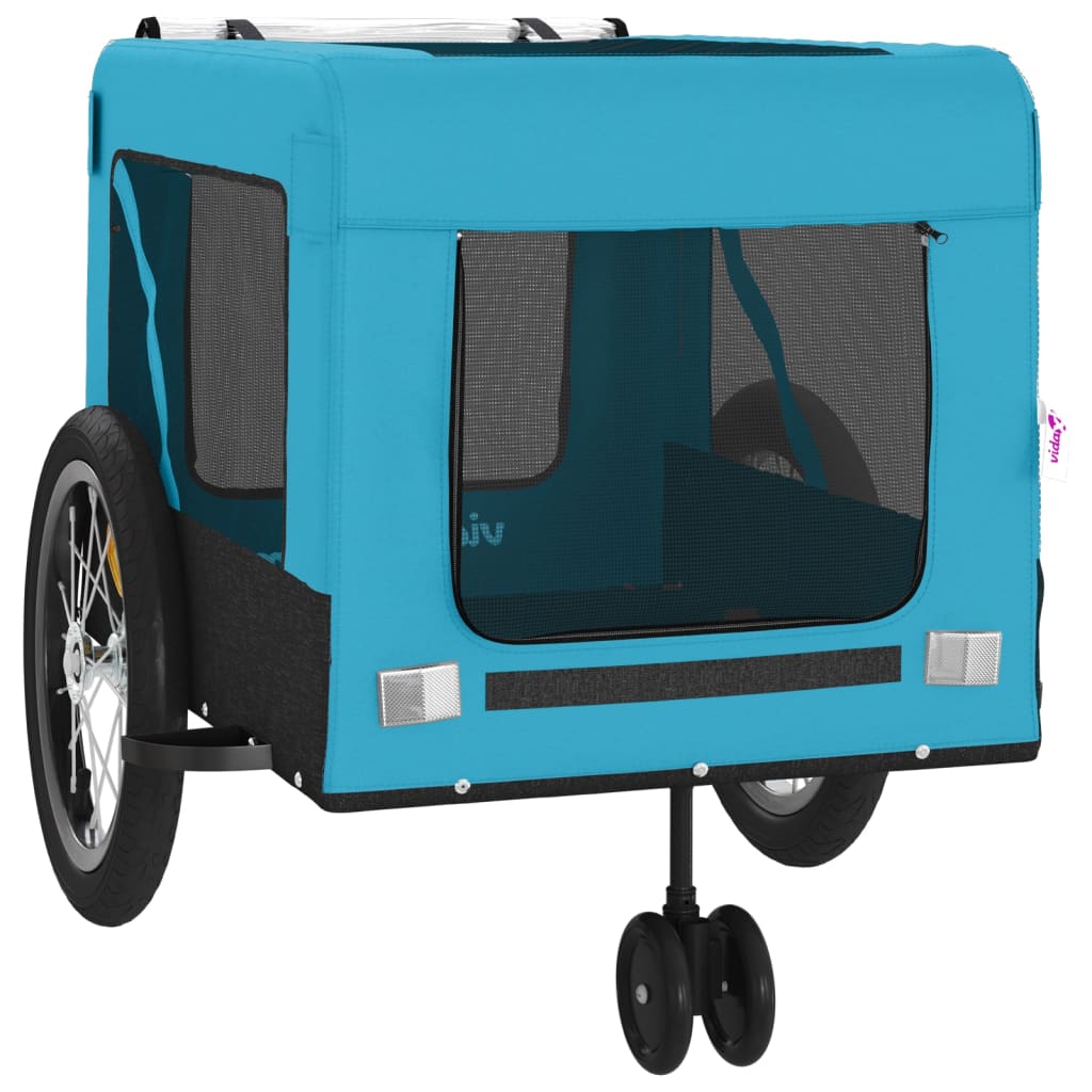 Pet Bike Trailer Blue and Black Oxford Fabric and Iron