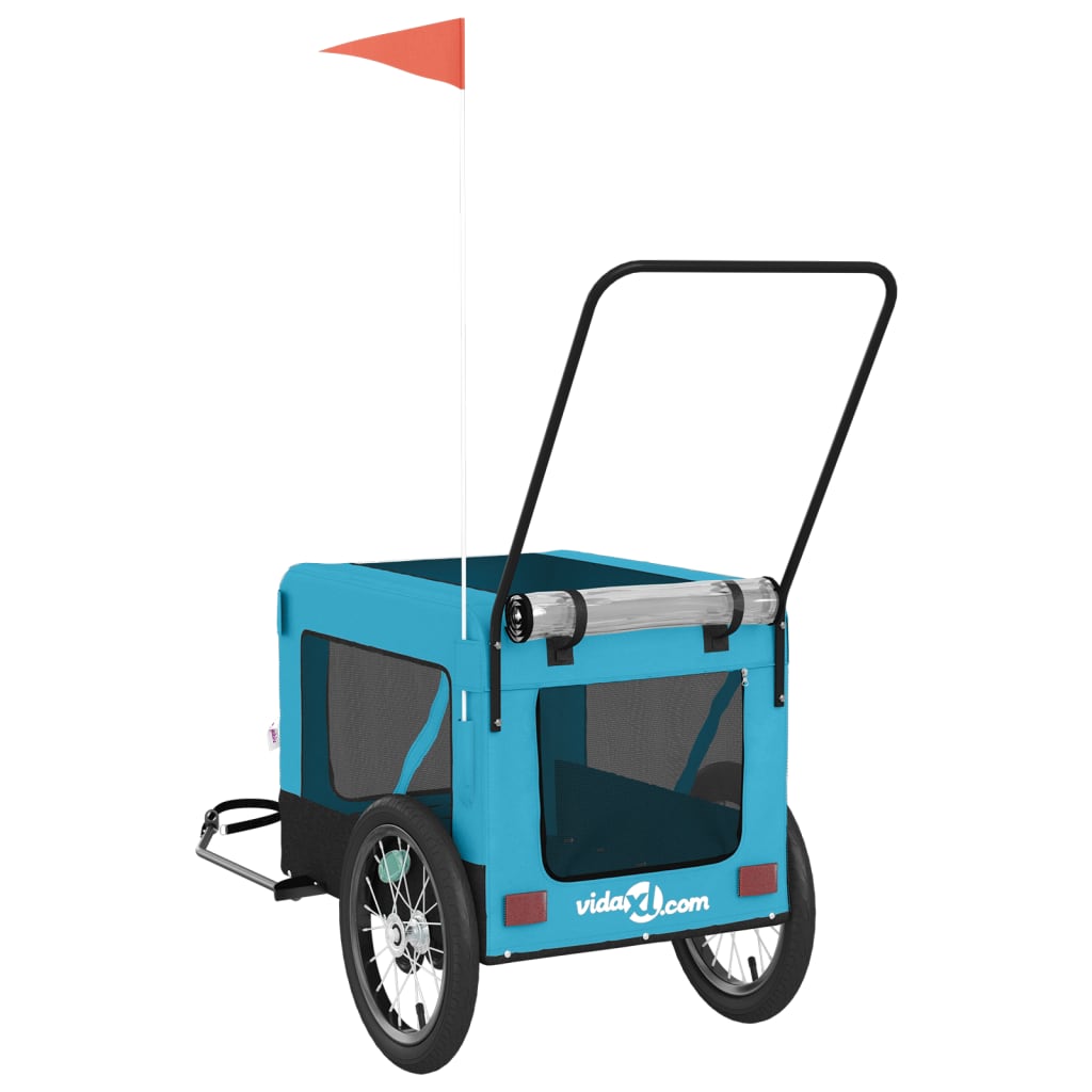 Pet Bike Trailer Blue and Black Oxford Fabric and Iron