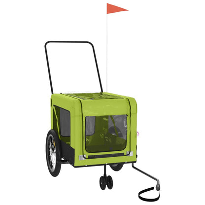 Pet Bike Trailer Green and Black Oxford Fabric and Iron