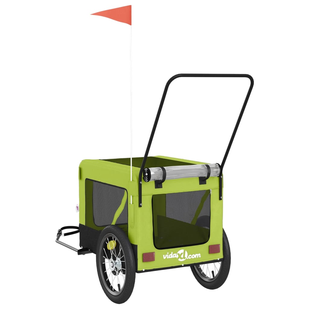 Pet Bike Trailer Green and Black Oxford Fabric and Iron