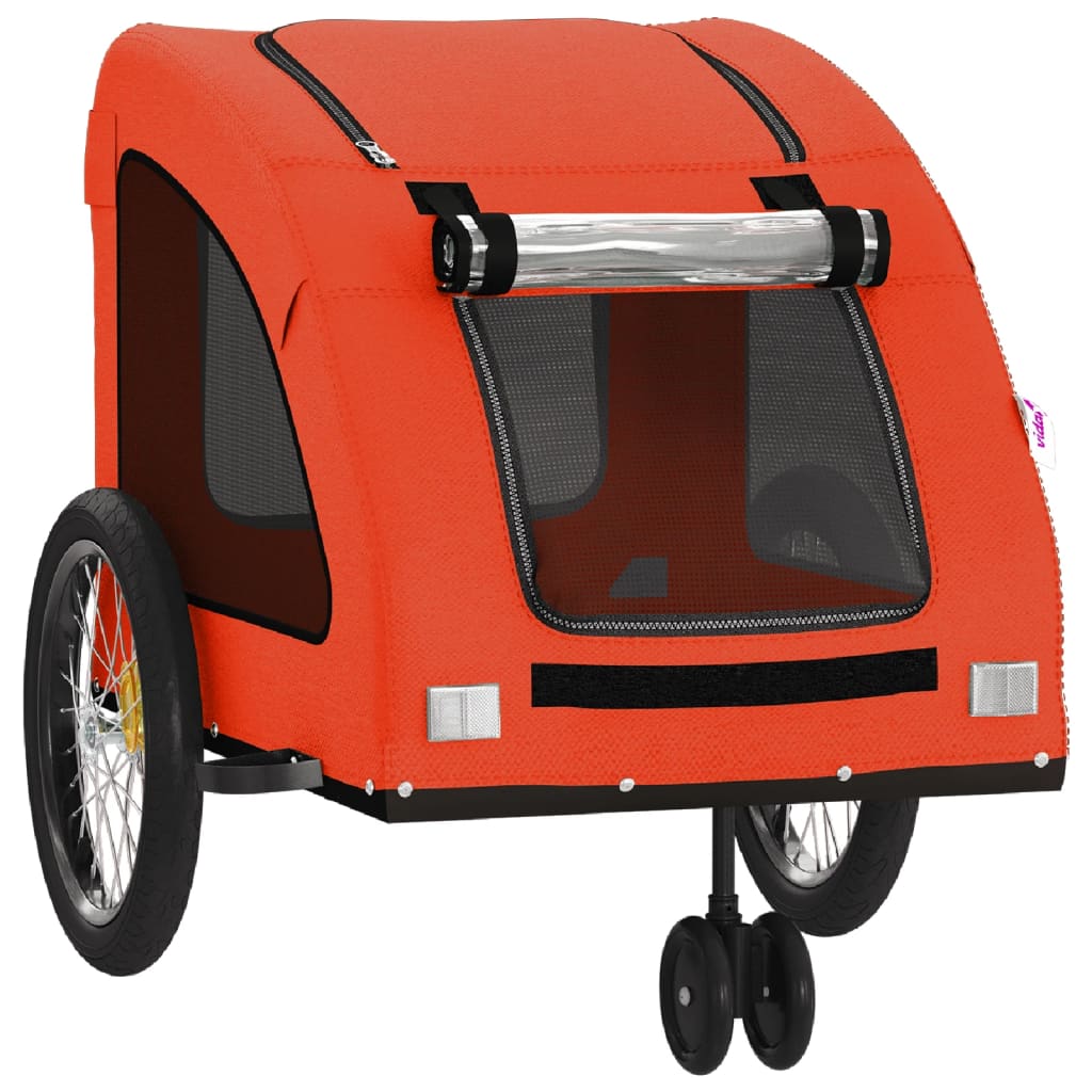 Pet Bike Trailer Orange and Grey Oxford Fabric and Iron