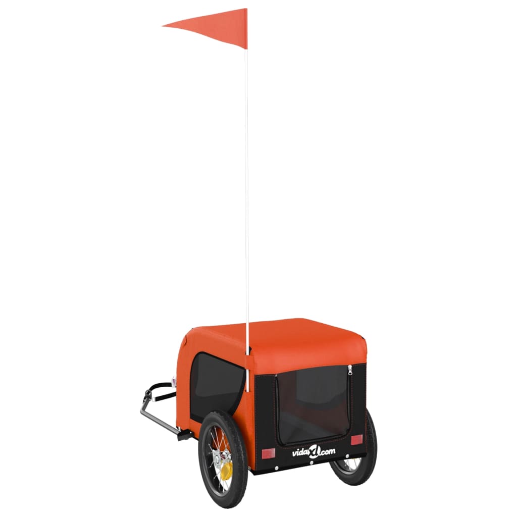 Pet Bike Trailer Orange and Black Oxford Fabric and Iron