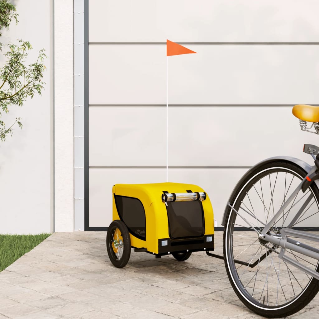 Pet Bike Trailer Yellow and Black Oxford Fabric and Iron