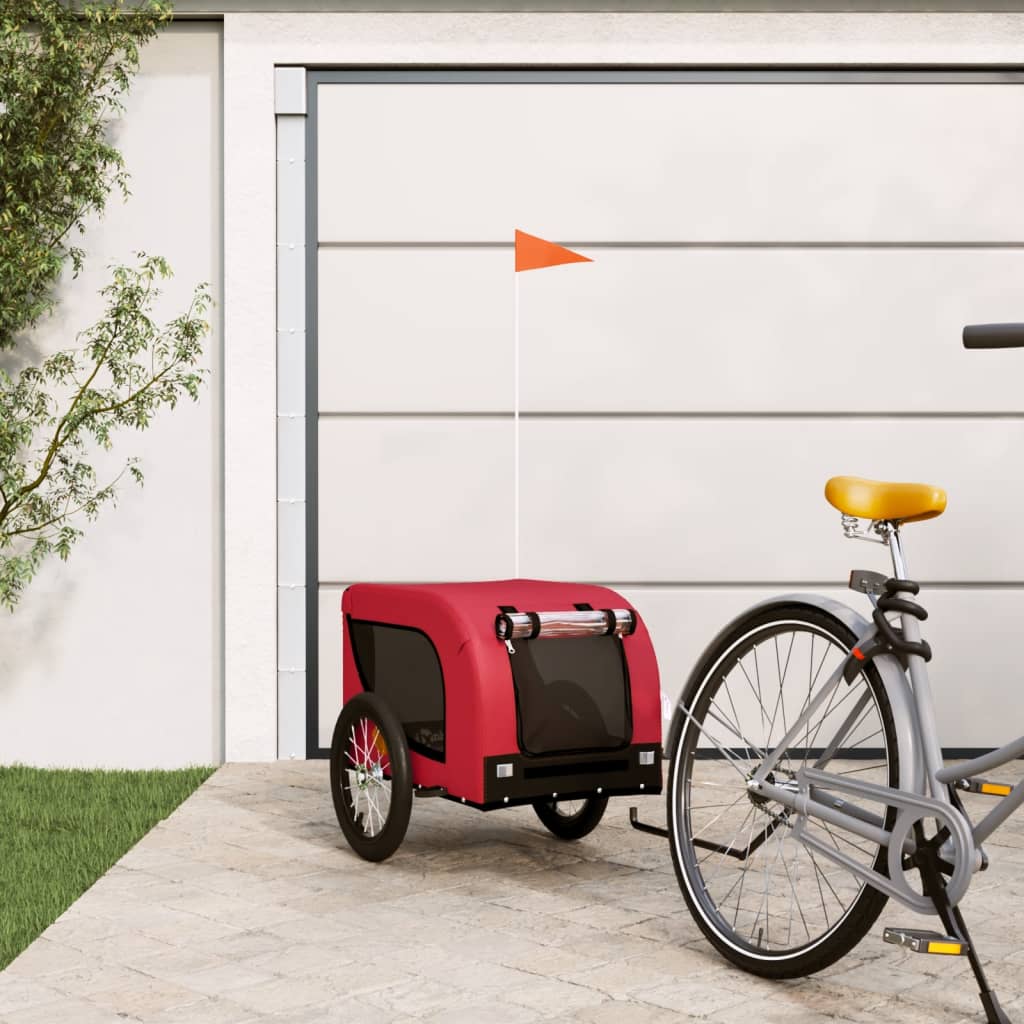 Pet Bike Trailer Red and Black Oxford Fabric and Iron