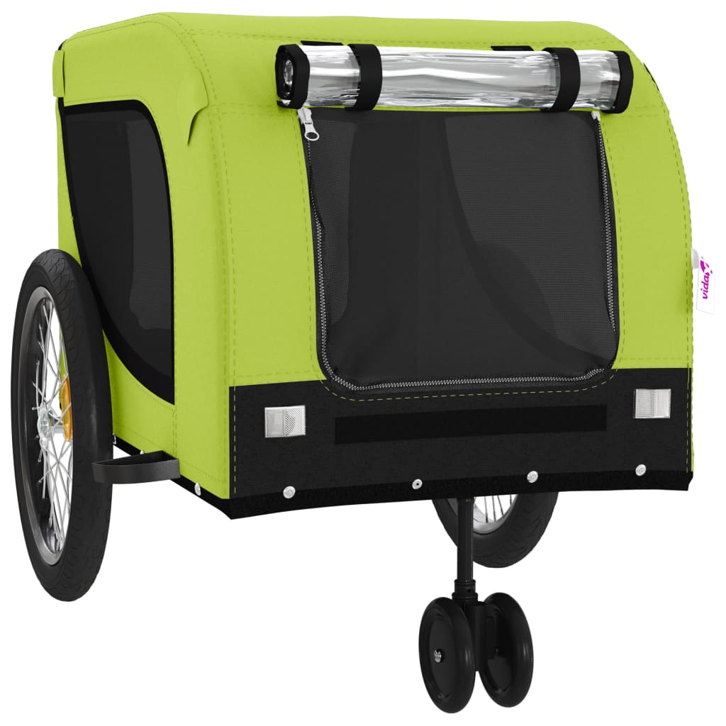 Pet Bike Trailer Green and Black Oxford Fabric and Iron