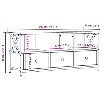 TV Cabinet Sonoma Oak 102x33x45 cm Engineered Wood&Iron