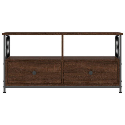 TV Cabinet Brown Oak 90x33x45 cm Engineered Wood&Iron