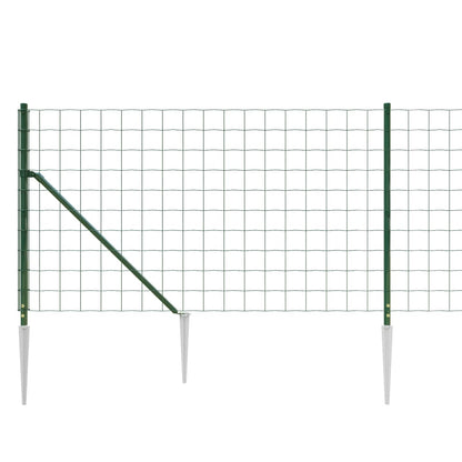 Wire Mesh Fence with Spike Anchors Green 0.8x10 m