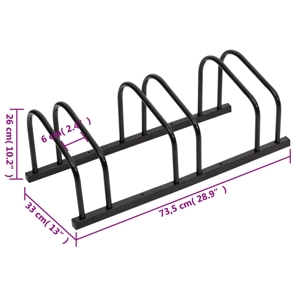 Bike Rack for 3 Bikes Black Steel