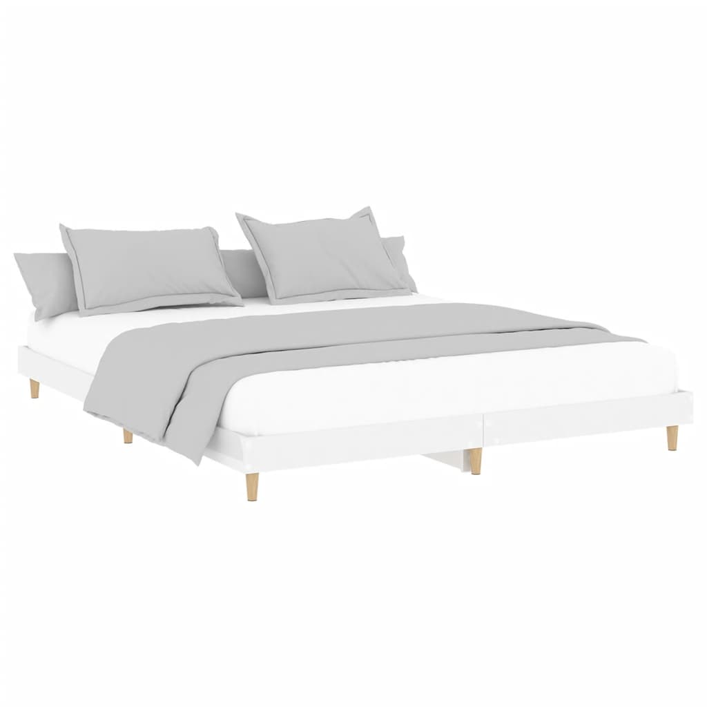 Bed Frame High Gloss White 200x200 cm Engineered Wood