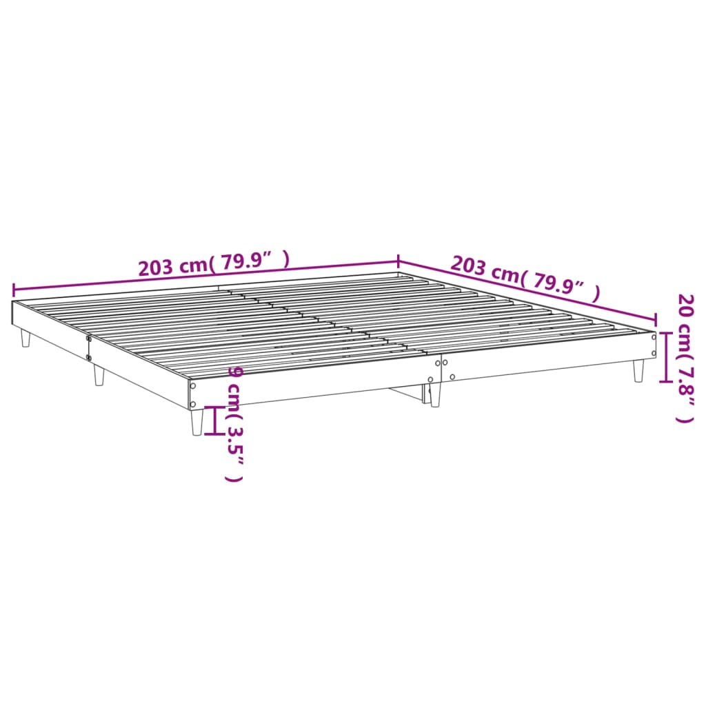 Bed Frame High Gloss White 200x200 cm Engineered Wood