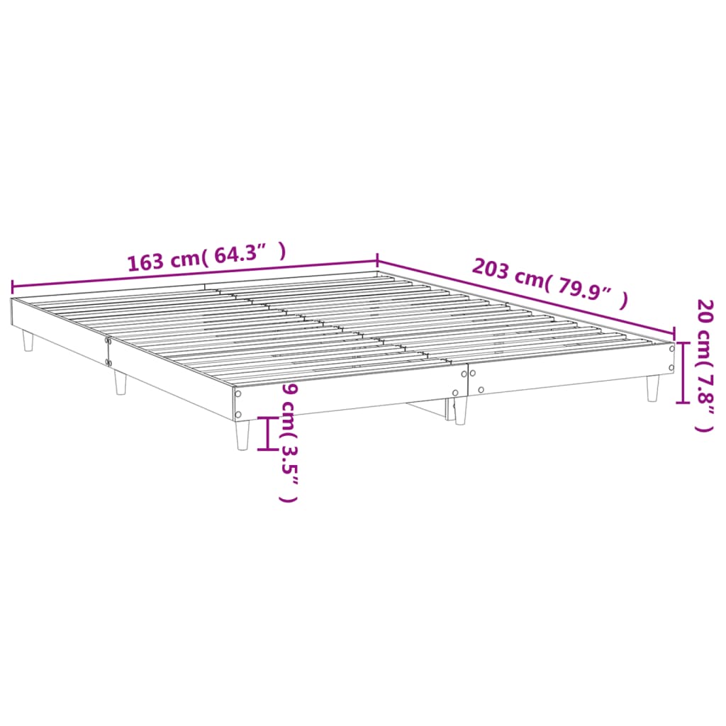 Bed Frame White 160x200 cm Engineered Wood