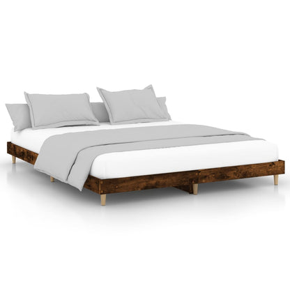 Bed Frame Smoked Oak 140x200 cm Engineered Wood