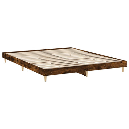 Bed Frame Smoked Oak 140x200 cm Engineered Wood