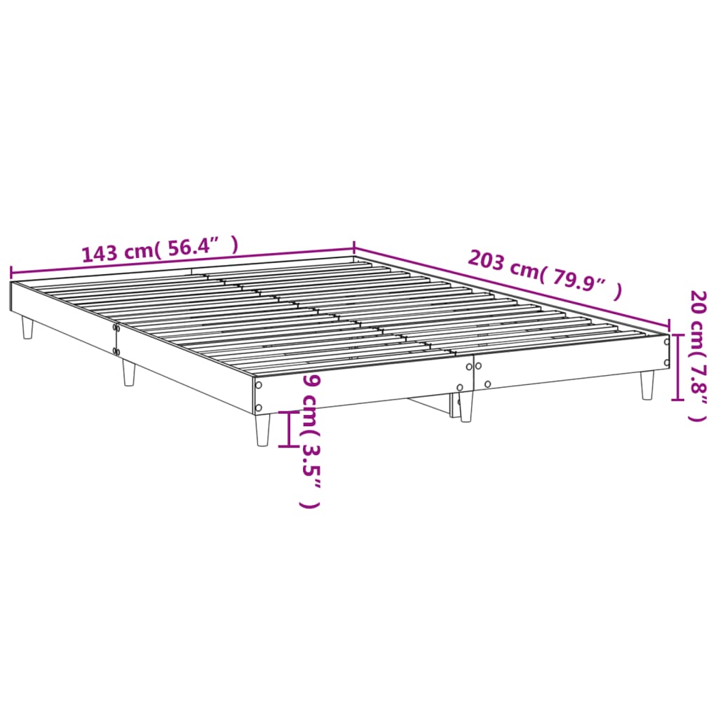 Bed Frame Smoked Oak 140x200 cm Engineered Wood